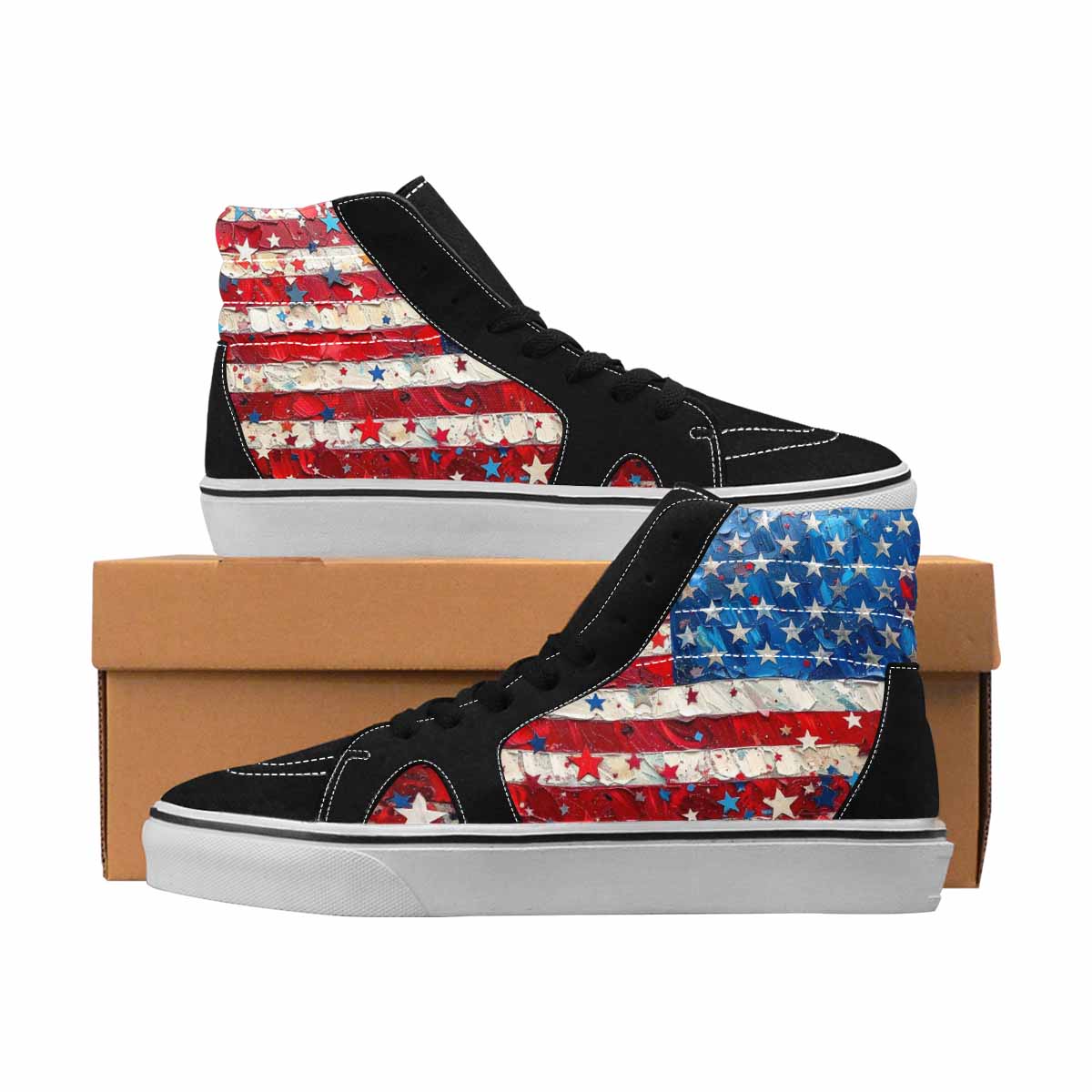 MEN'S Patriotic High Top Canvas Graphic Print Dark Academia Custom Art Shoes