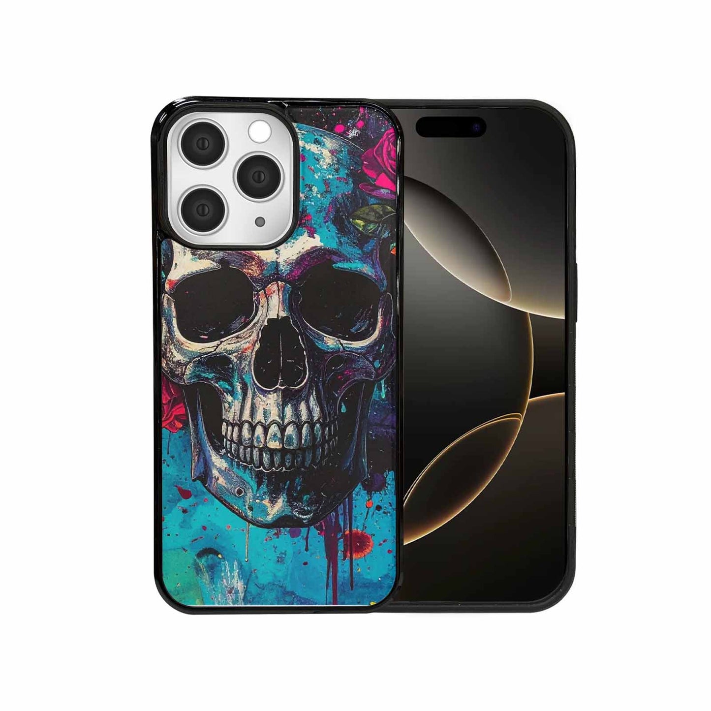 iPhone 15 Pro Max Case — Skulls Roses Acid Wash Custom, Unique Phone Case Design