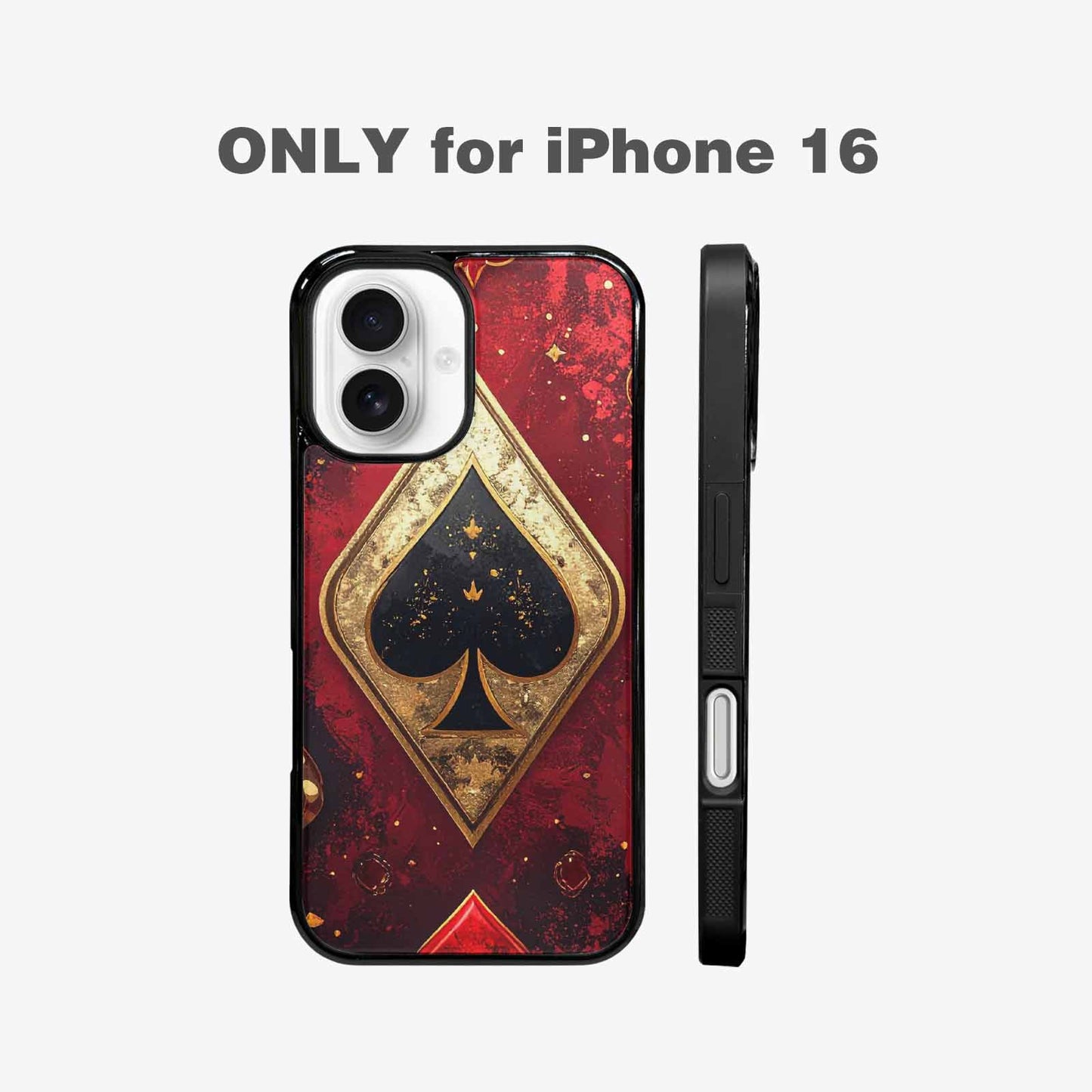 iPhone 16 Case — Playing Card Suits Pattern Poker Chips, Custom Printed Phone Case