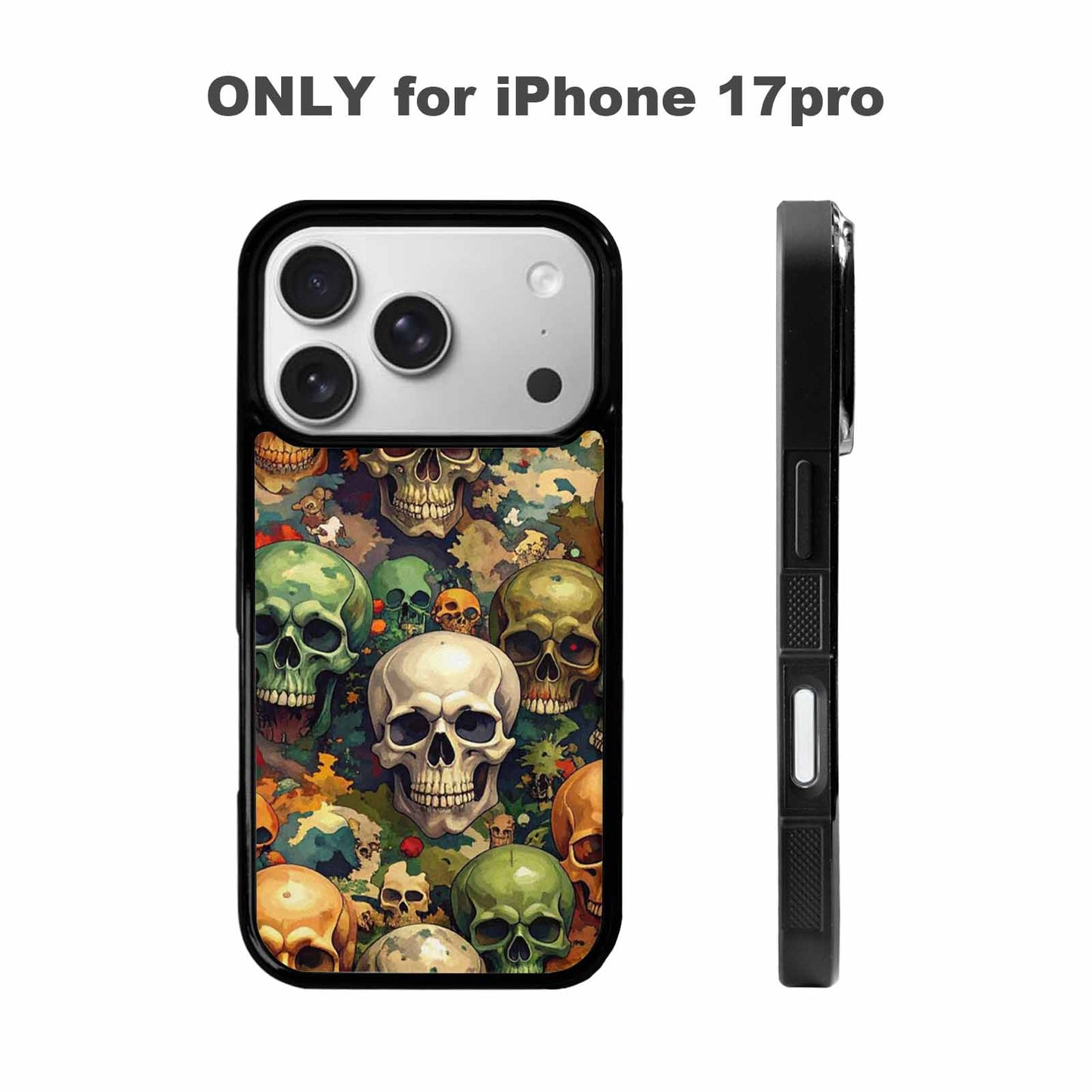 iPhone 17 Pro Case — Skulls Camoskulls Pattern Hu E4c Gothic, Custom Printed Phone Case