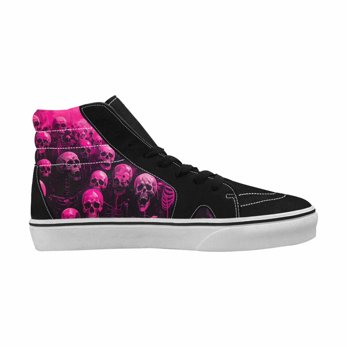 MEN'S Skeletons  Neon Pink High Top Canvas Vivid Sneakers