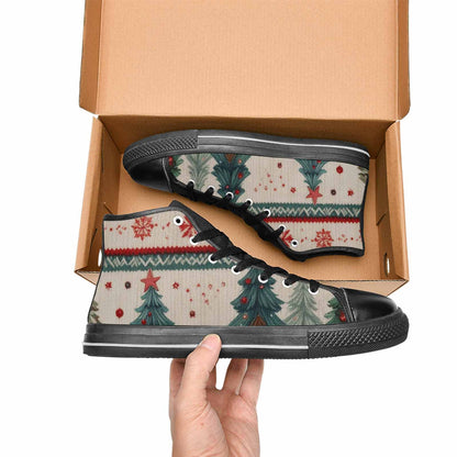 WOMEN'S Christmas Holly Snowflake High Top Canvas Grunge Sneakers