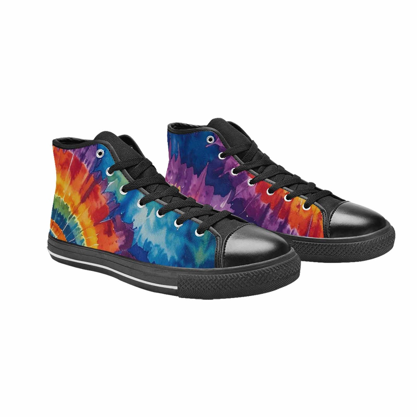 MEN'S Tie Dye Swirl Circles High Top Canvas Surreal Sneakers