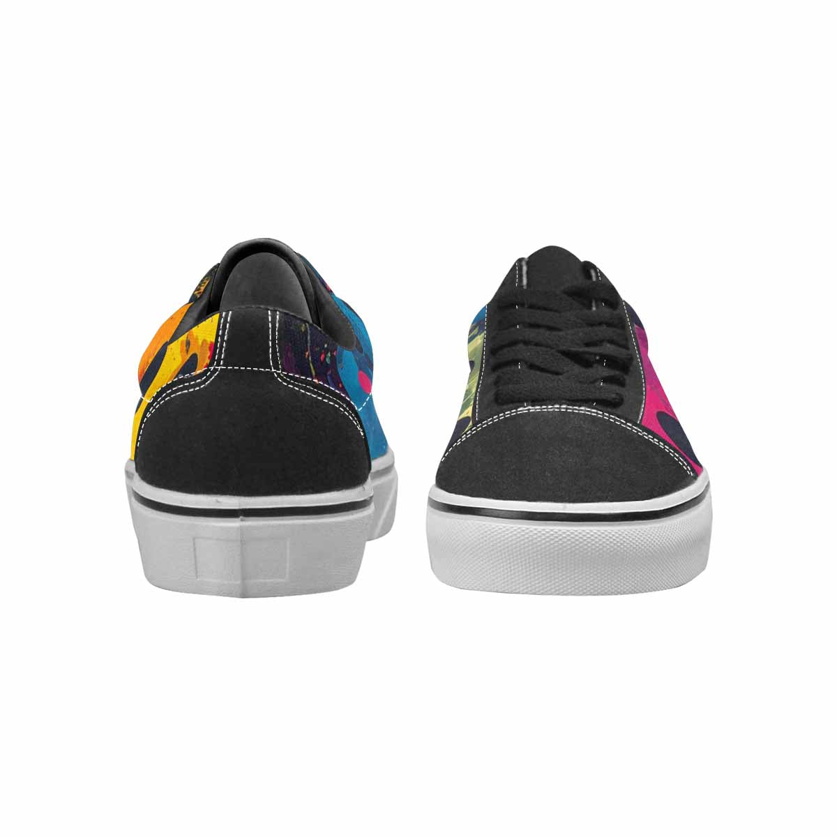 WOMEN'S Smiley Faces  Camo Lace-Up Canvas Melting Art Sneakers