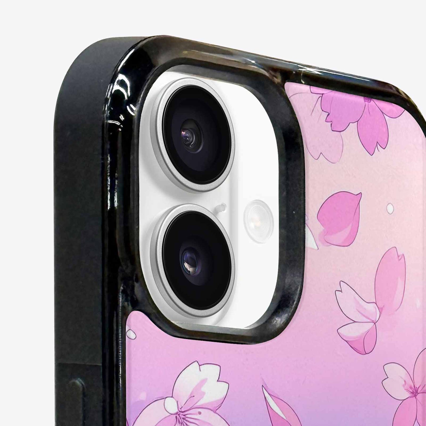 iPhone 16 Plus Case — Stylized Anime Style Cherry Blossom Petals, Custom Printed Phone Case