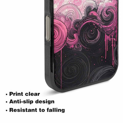 iPhone 16 Pro Case — Van Gogh Swirl Black Pink Ink, Custom Print Case Cover