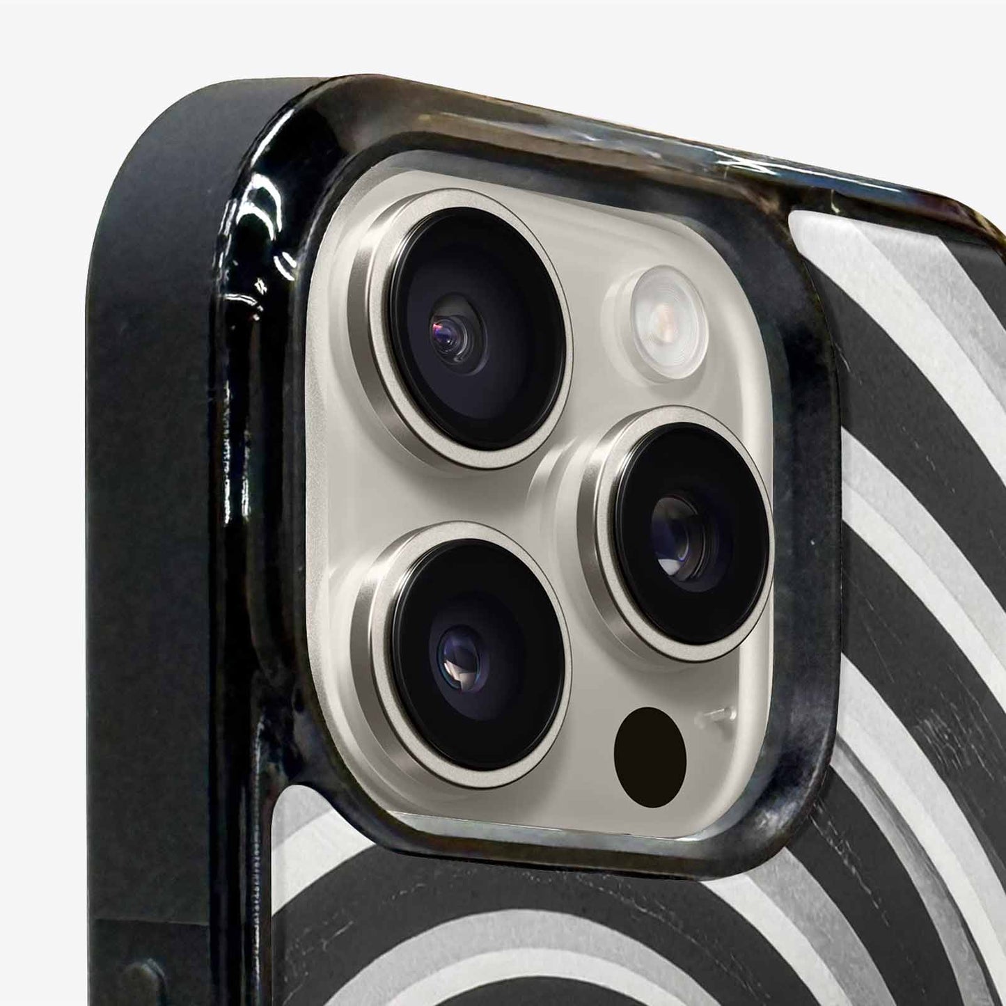iPhone 15 Pro Max Case — Hypnotic Spiral Optical Illusion Motif High, Custom Phone Case
