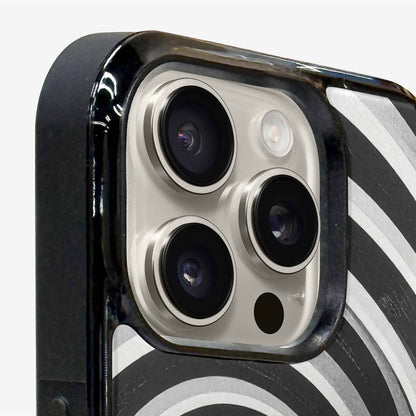 iPhone 15 Pro Max Case — Hypnotic Spiral Optical Illusion Motif High, Custom Phone Case