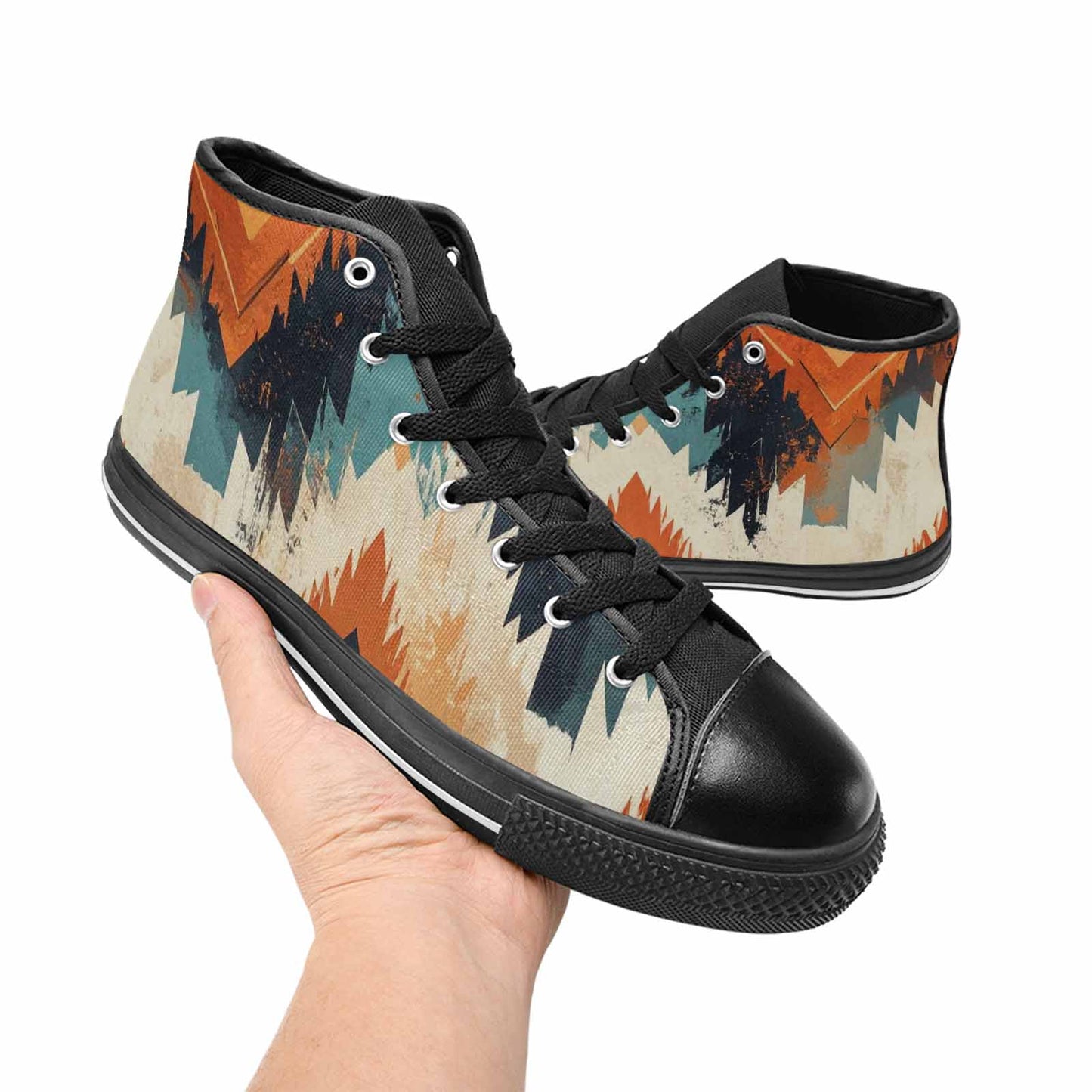 MEN'S Southwestern Geometric Diamond High Top Canvas Cottagecore Shoes