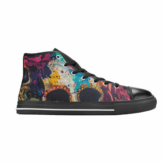 WOMEN'S Skulls Roses Acid Wash High Top Canvas Y2K Shoes