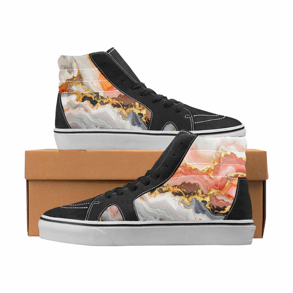 WOMEN'S Marble High Top Canvas Personalized Vivid Custom Shoes