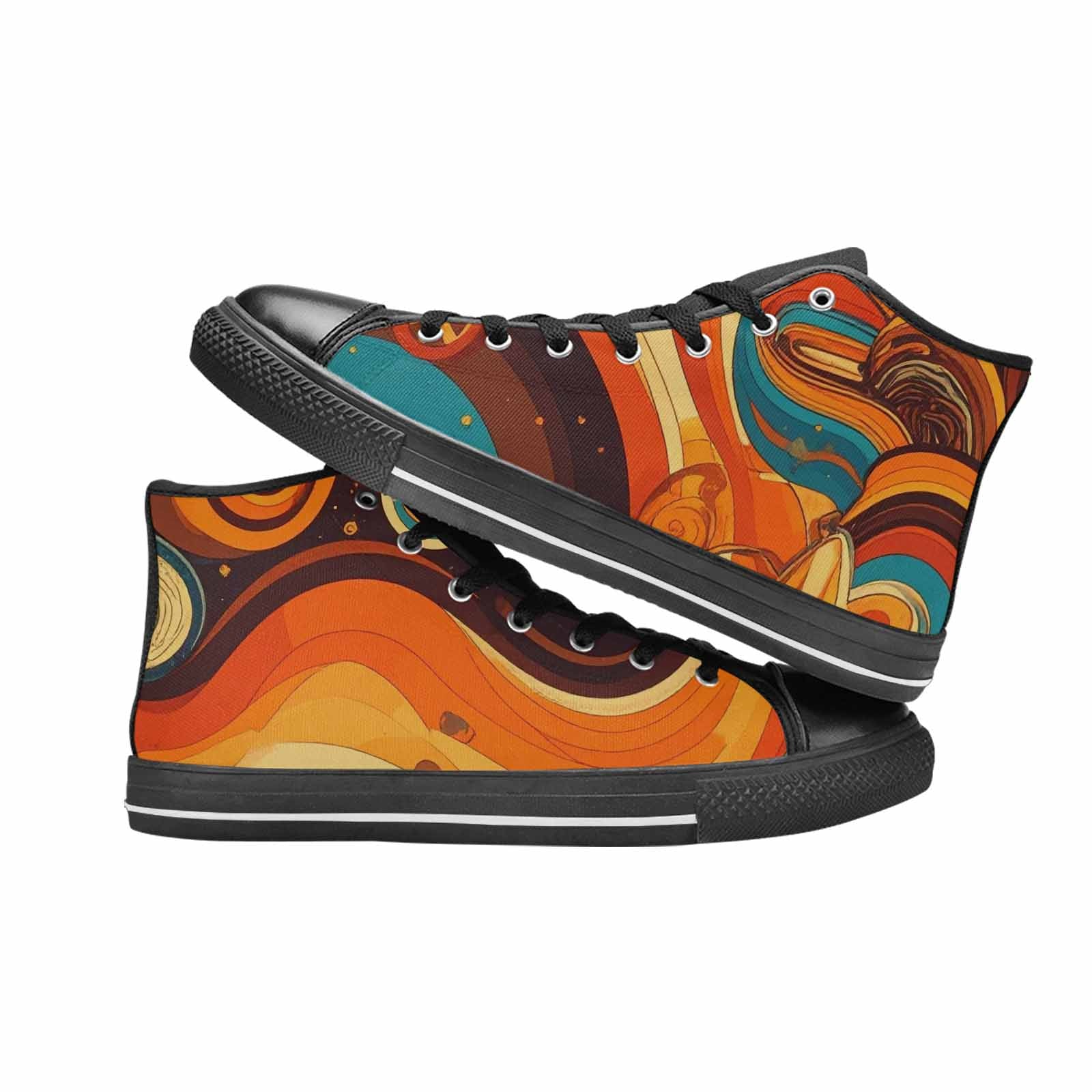 MEN'S Groovy 70S Peace High Top Canvas Neon Fantasy Custom Sneakers