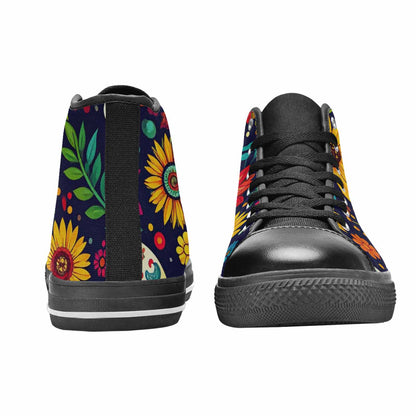MEN'S Sunflowers And Skulls High Top Canvas Dark Academia Custom Shoes