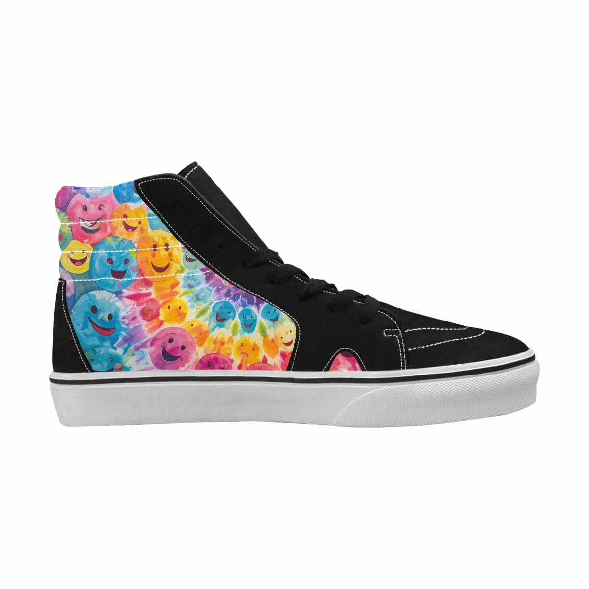 MEN'S Smiley Facessmiley Faces  High Top Canvas Grunge Custom Shoes
