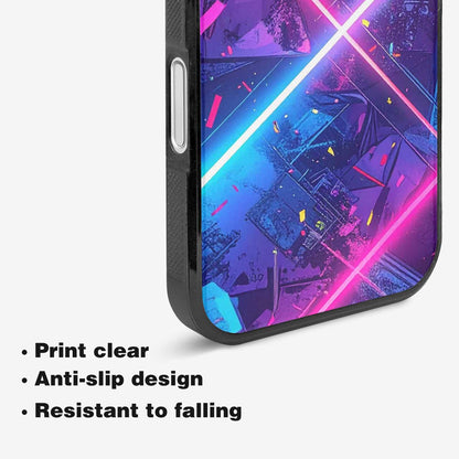 iPhone 16 Case — Neon Grid Confetti, Customized Protective Case