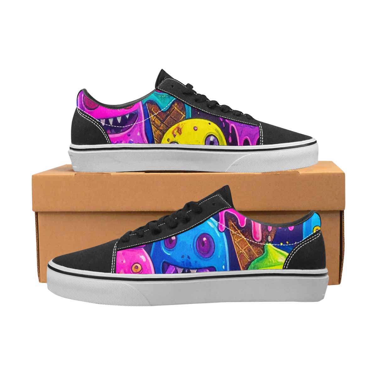 WOMEN'S Ice Cream Monsters  Lace-Up Canvas Dreamcore Custom Shoes