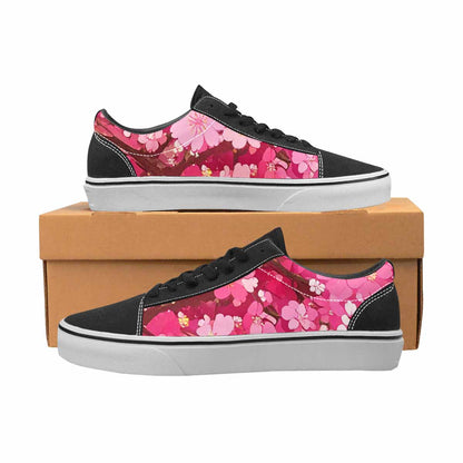 WOMEN'S Cherry Blossom Branch Cherry Lace-Up Canvas Melting Art Custom Sneakers