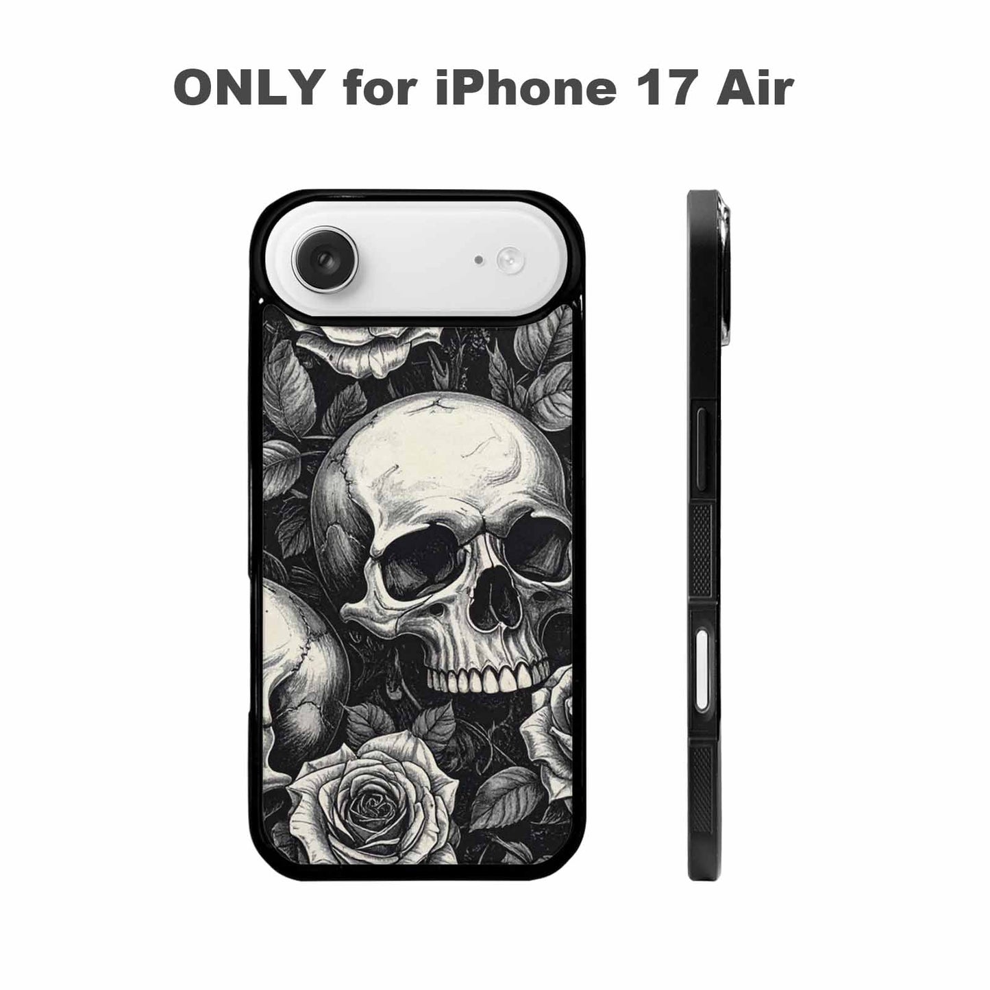 iPhone 17 Air Case — Skulls Roses Black Ink Gothic Skulls, Unique Phone Case Design