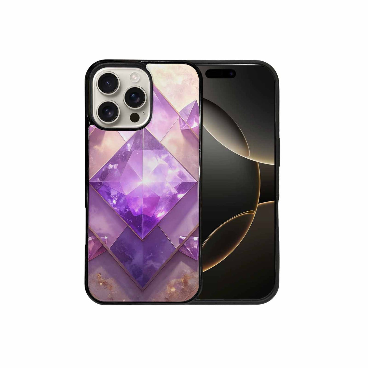 iPhone 16 Pro Max Case — Amethyst Crystal Art Pattern Personalized Phone, Personalized Phone Case