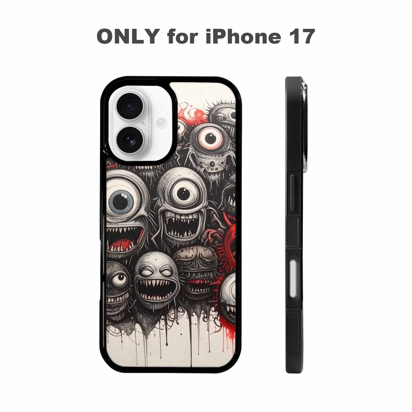 iPhone 17 Case — Multi Eye Monster Black Original Art, Custom Printed Phone Case