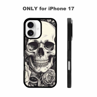 iPhone 17 Case — Skulls Roses Pen Ink Gothic Skulls, Original Design Phone Case