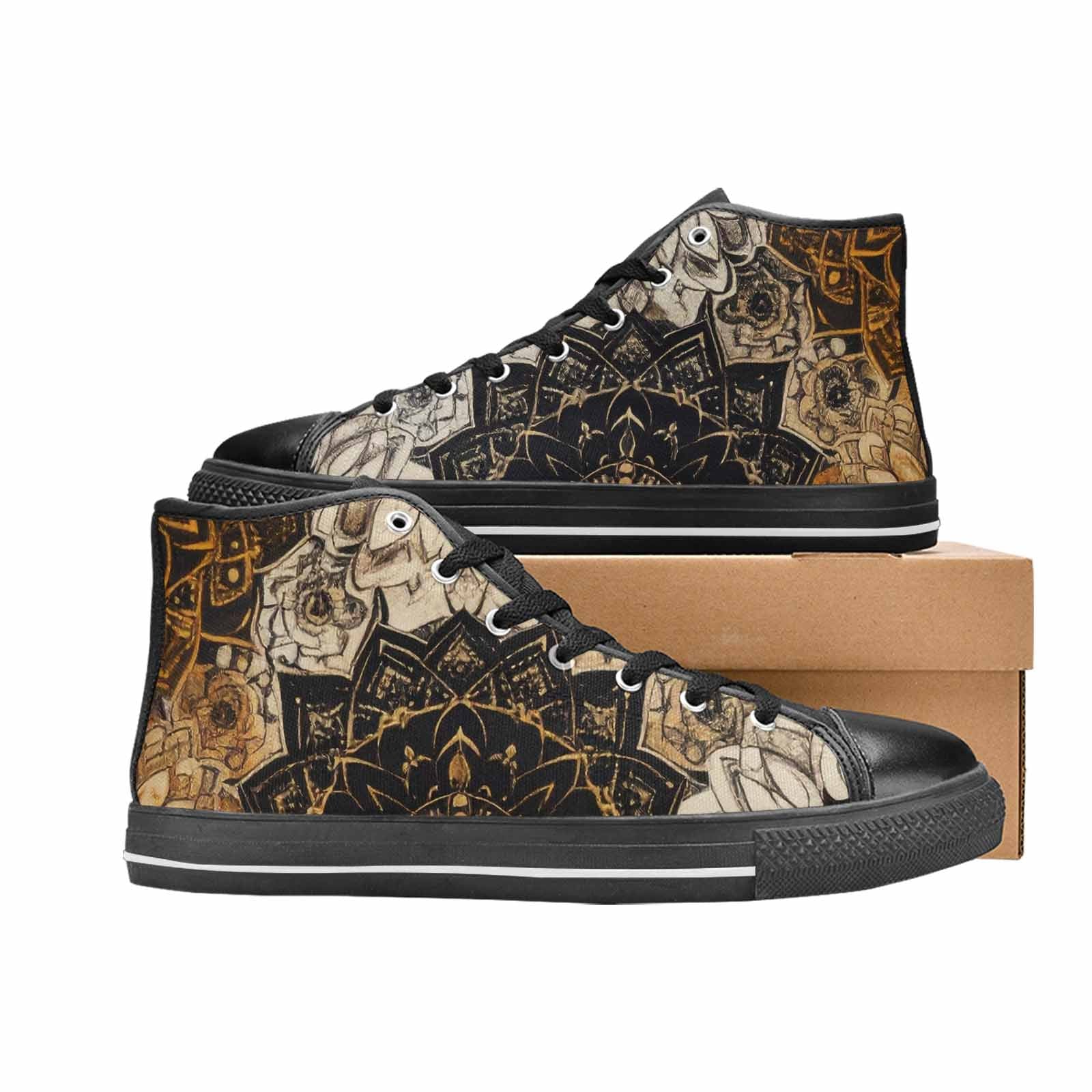 WOMEN'S Mandala High Top Canvas Vibrant Chaos Custom Sneakers