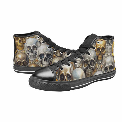 WOMEN'S Skulls - Metallic-Chrome- High Top Canvas Y2K Custom Shoes