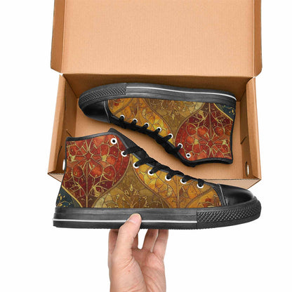 MEN'S Klimt-Style Gold Leaf High Top Canvas Neon Fantasy Custom Sneakers