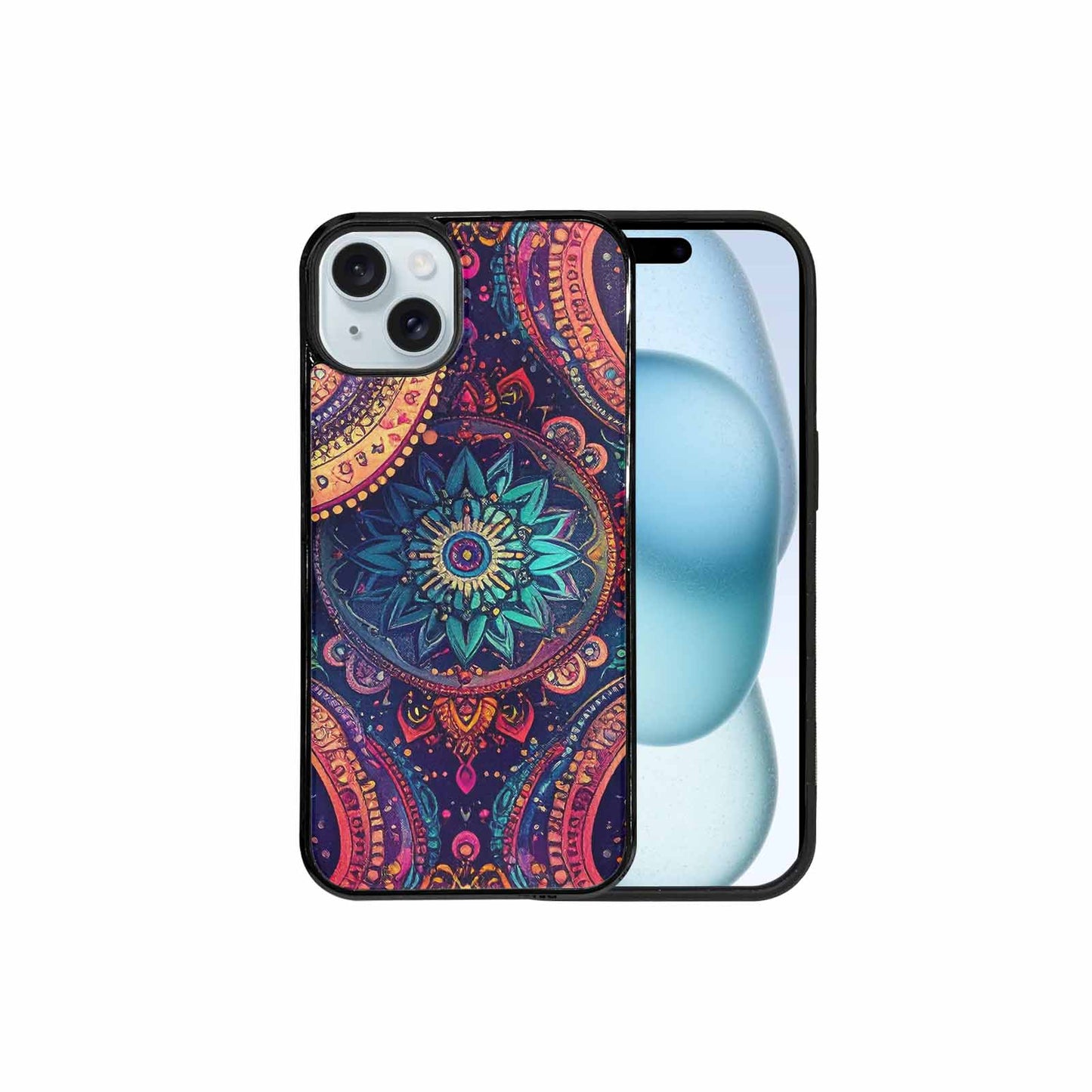 iPhone 15 Plus Case — Paisley Mandala, Custom Printed Phone Case