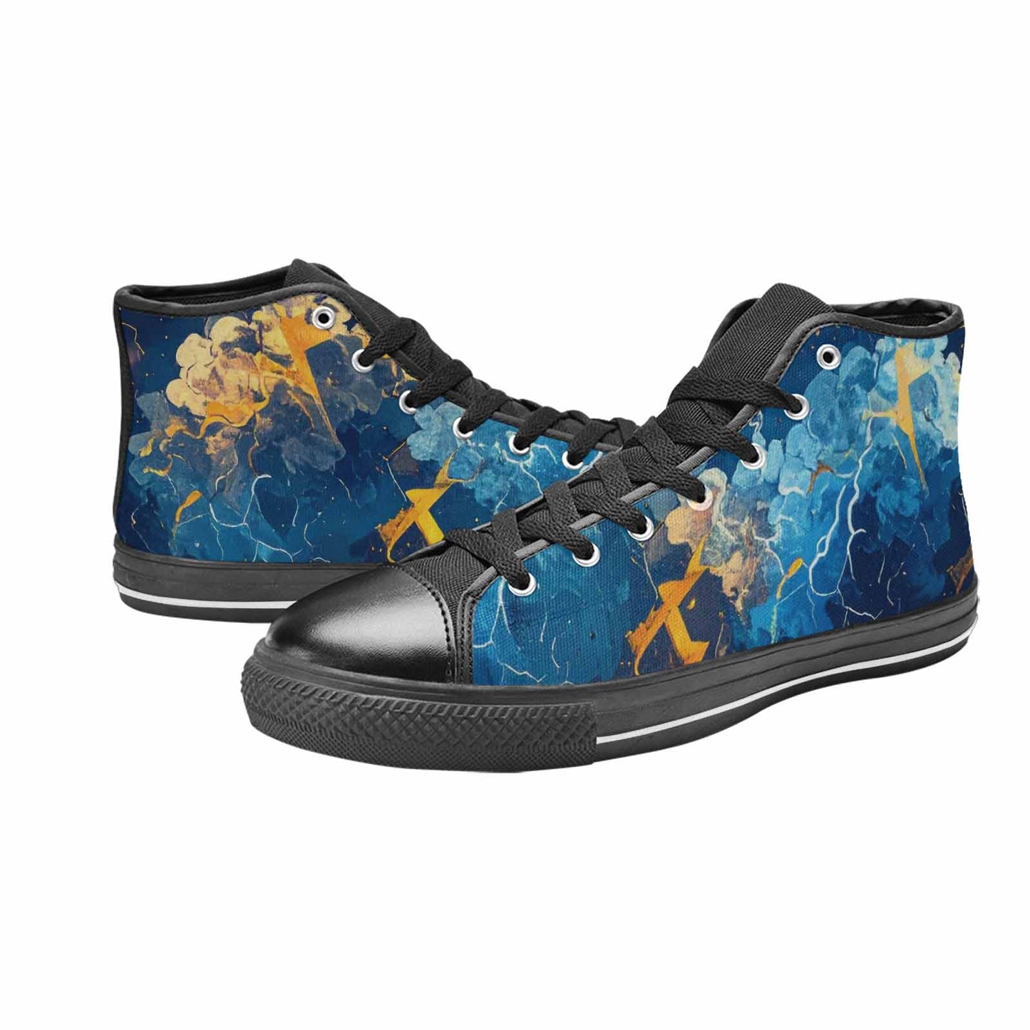 MEN'S Lightning Bolt High Top Canvas Neon Fantasy Custom Sneakers