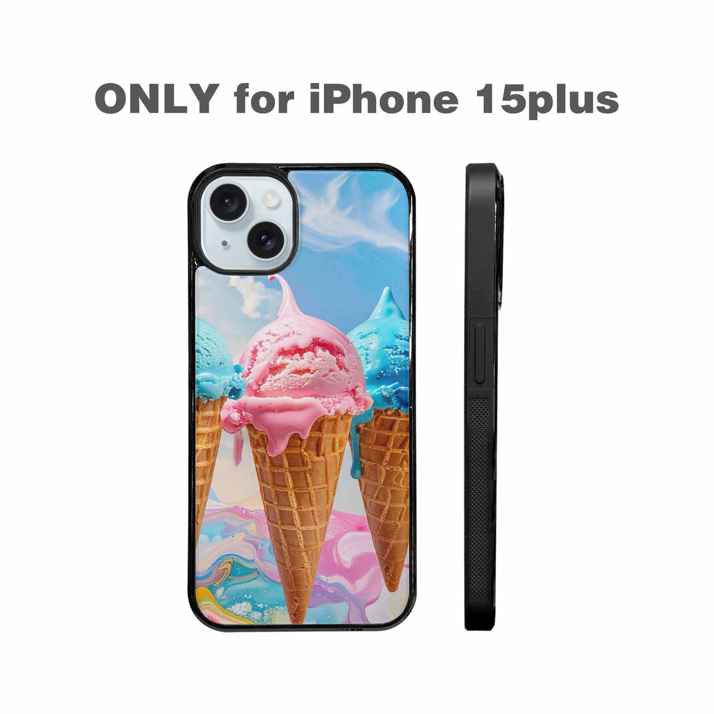 iPhone 15 Plus Case — Collage Of Overlapping Waffle Cone Icecream, Unique Phone Case Design