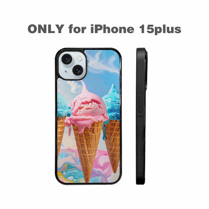 iPhone 15 Plus Case — Collage Of Overlapping Waffle Cone Icecream, Unique Phone Case Design