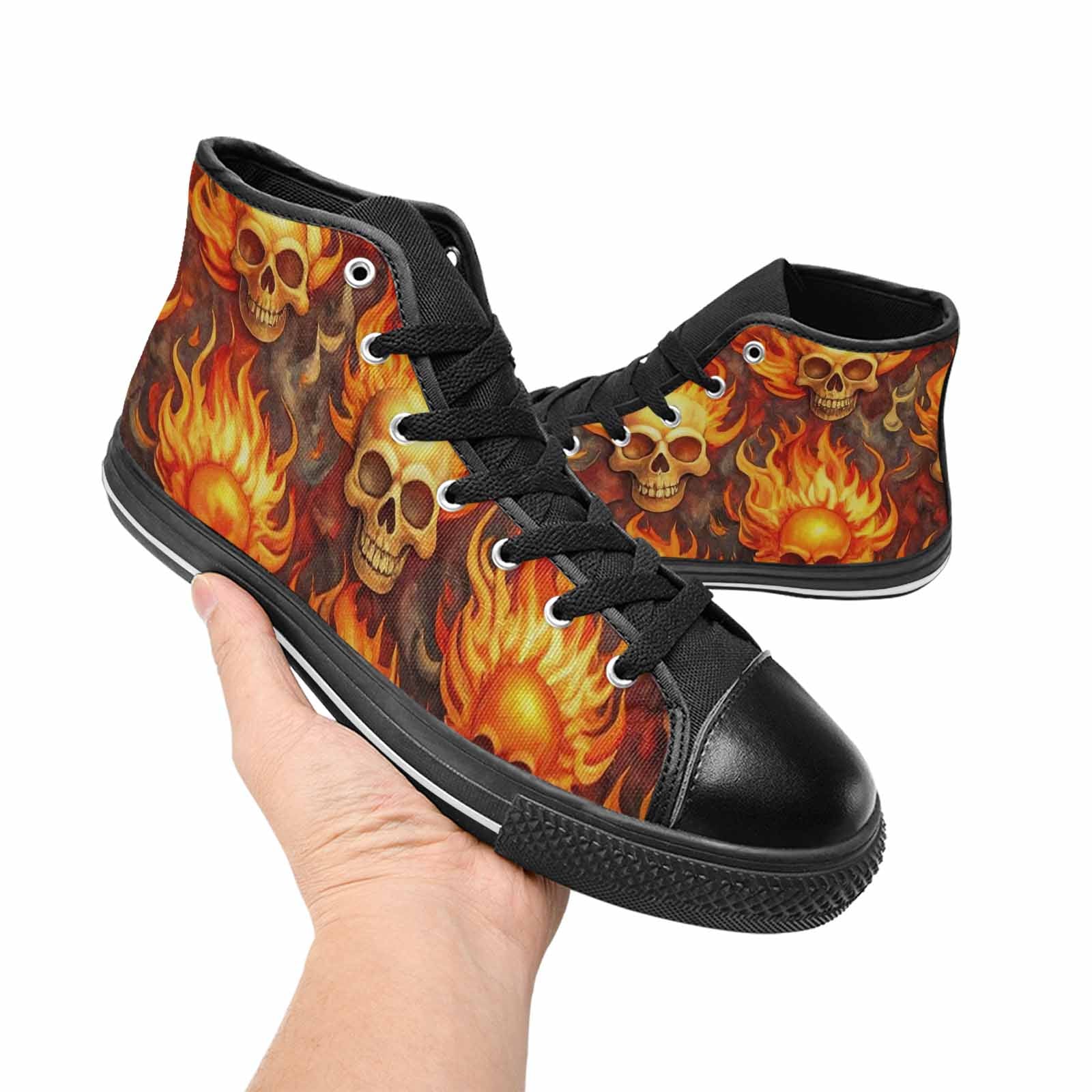 MEN'S Skulls - Flaming High Top Canvas Y2K Custom Sneakers