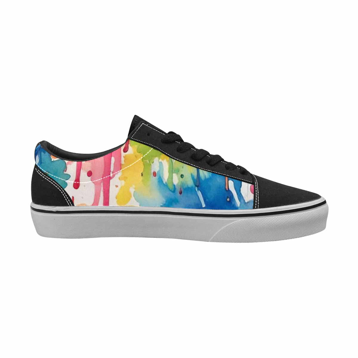 WOMEN'S Smiley Facessmiley Faces  Lace-Up Canvas Kaleidoscope Sneakers