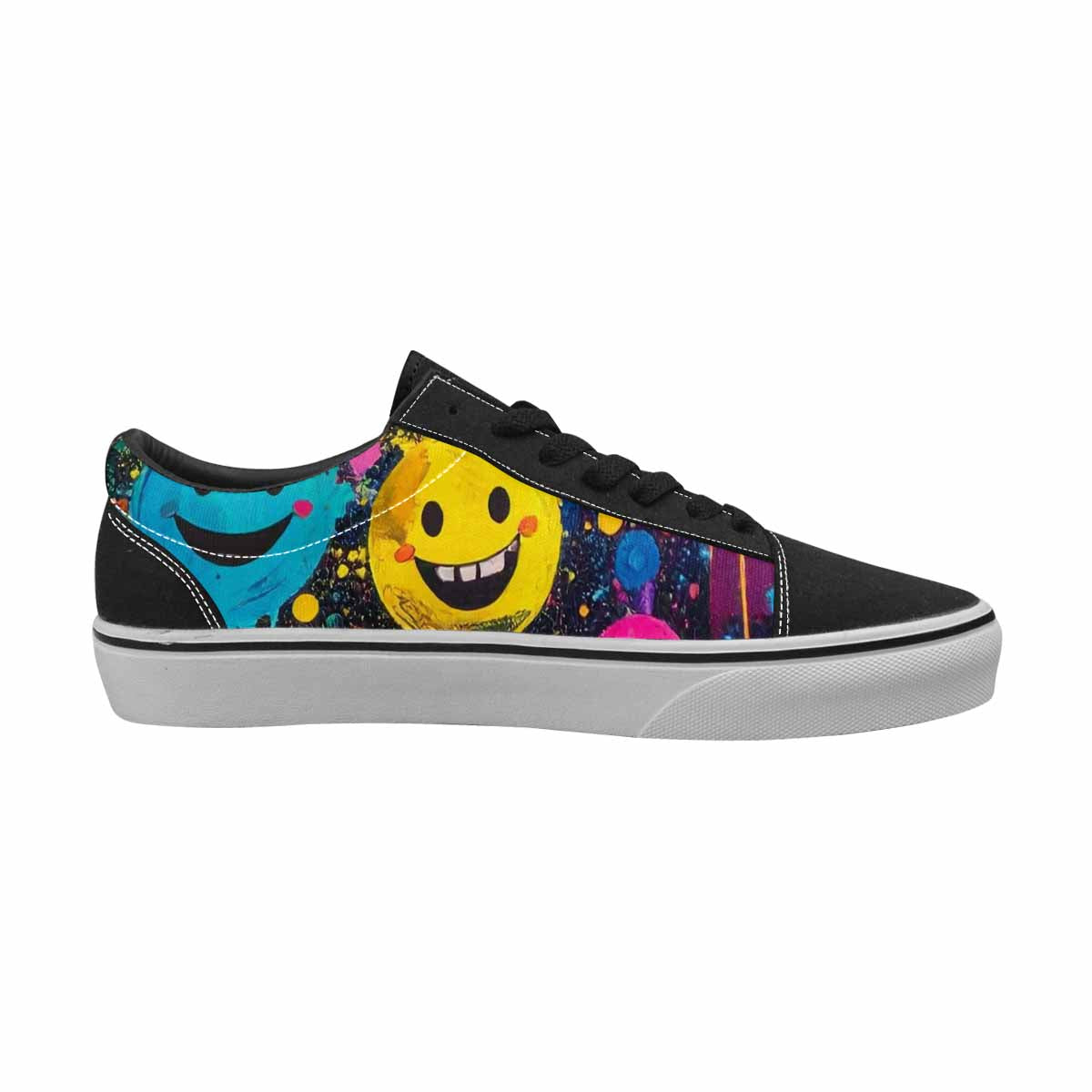 WOMEN'S Smiley Faces  Glow Lace-Up Canvas Dark Academia Custom Sneakers