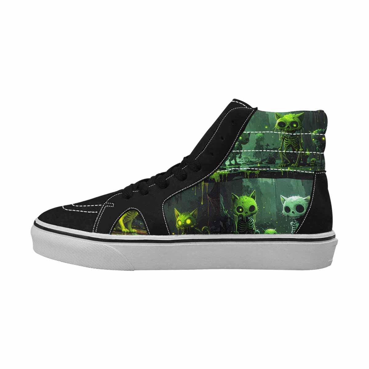 MEN'S Toxic Melting Skeleton Cats High Top Canvas Dreamlike Shoes