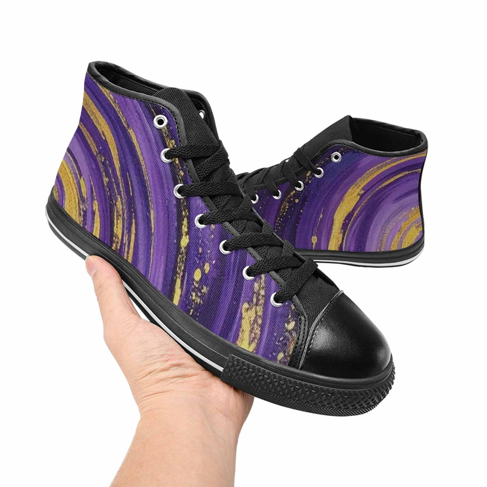 WOMEN'S Starry Night Nebula Brushstroke High Top Canvas Surreal Sneakers