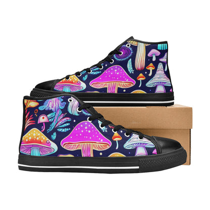 WOMEN'S Colorful Mushrooms Art Vibes High Top Canvas Y2K Sneakers