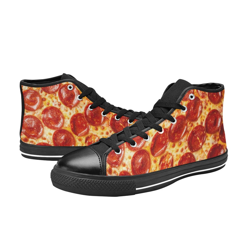 KIDS' Pepperoni Pizza High Top Canvas Surreal Shoes