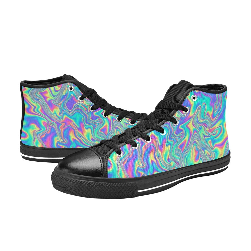 WOMEN'S Holographic Tribal Blaze 4 High Top Canvas Vivid Custom Sneakers