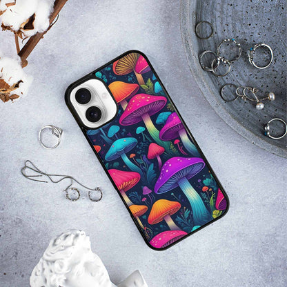 iPhone 16 Plus Case — Mushroom Psychedelic Art Seamless Pattern Vibrant, Unique Phone Case Design