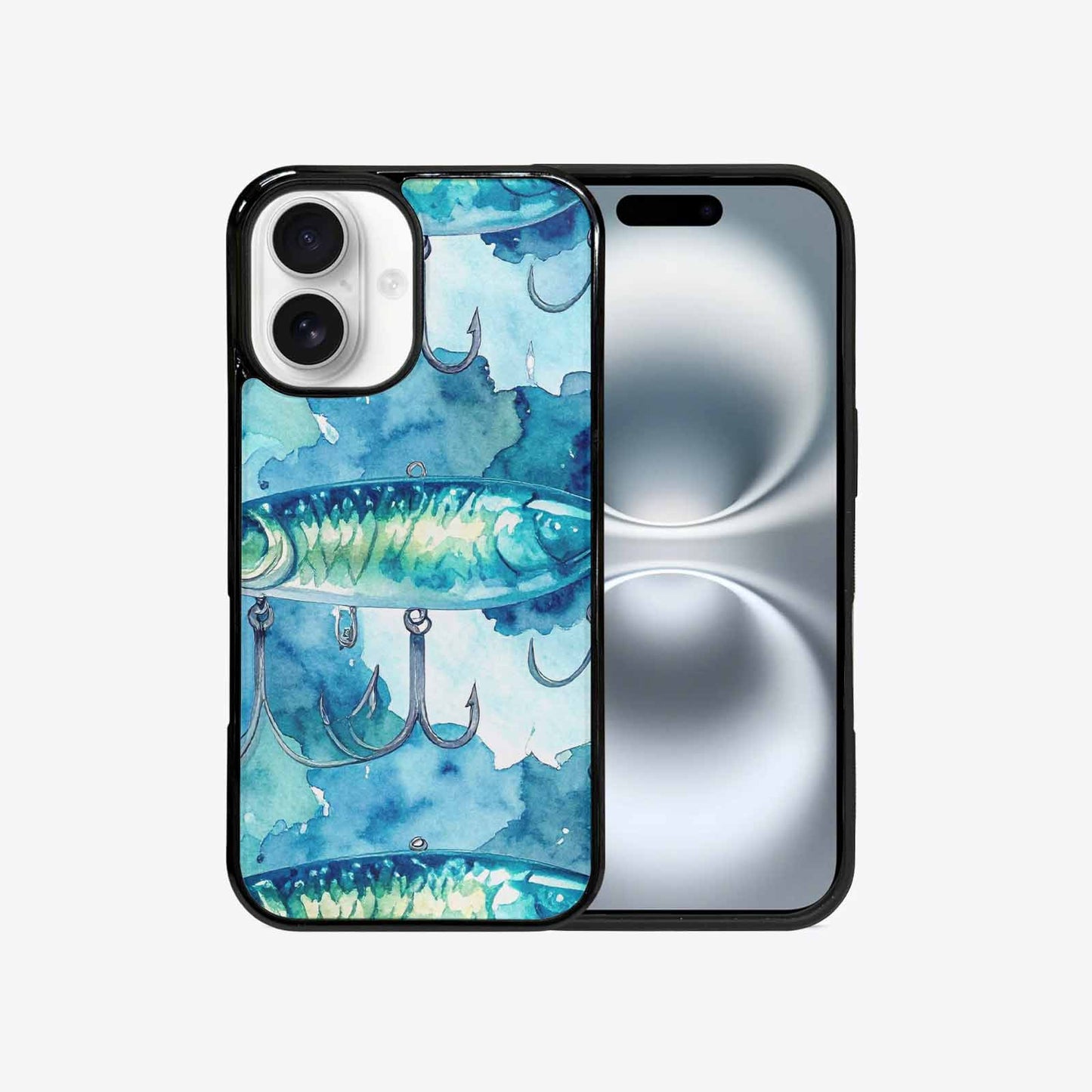 iPhone 16 Case — Fishing Lure And Hook Pattern Seamless, Original Design Phone Case