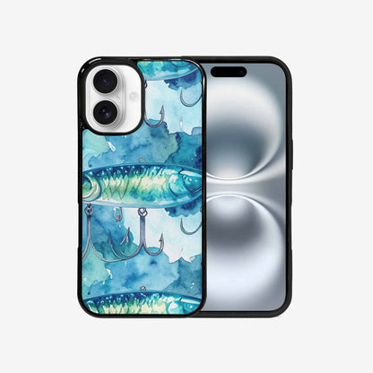 iPhone 16 Case — Fishing Lure And Hook Pattern Seamless, Original Design Phone Case