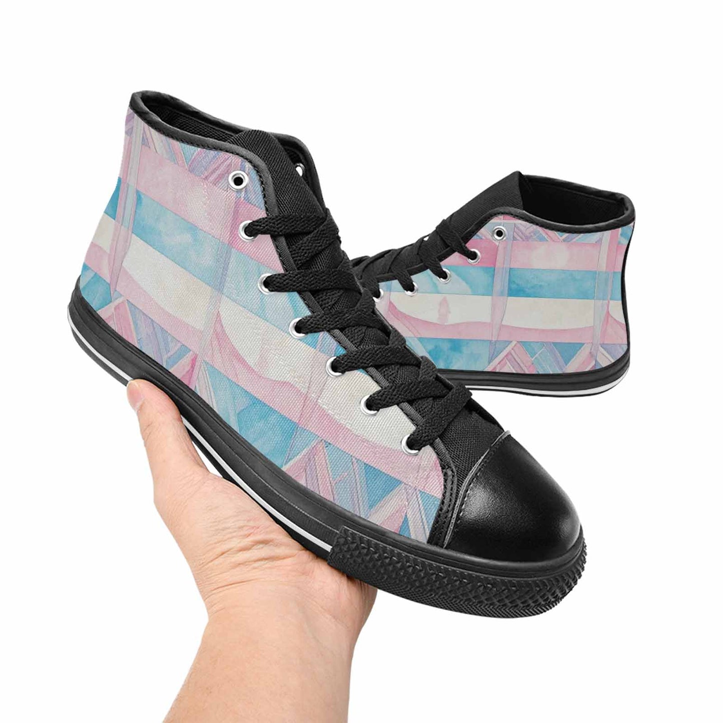 MEN'S Transgender Flag Color High Top Canvas Dark Academia Shoes
