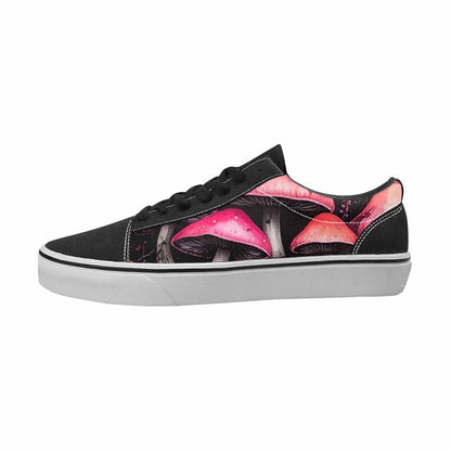MEN'S Mushrooms Black & Pink Ink Canvas Wearable Art Dreamcore All Over Print Shoes