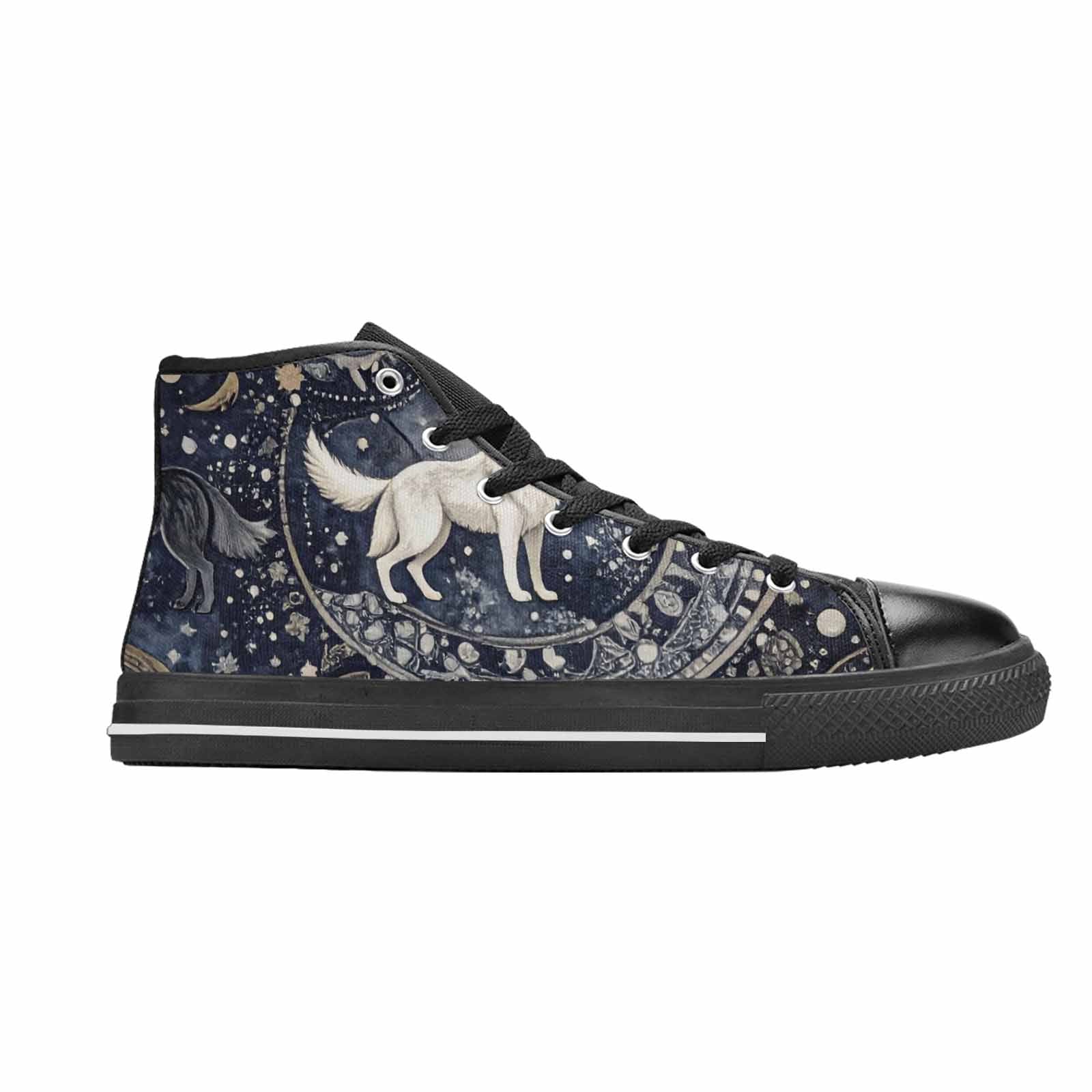 MEN'S Wolves Everywhere Collage High Top Canvas Vibrant Chaos Shoes