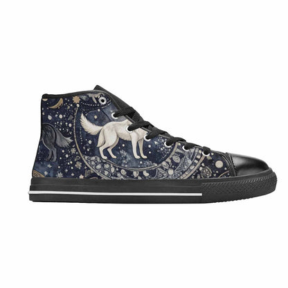 MEN'S Wolves Everywhere Collage High Top Canvas Vibrant Chaos Shoes