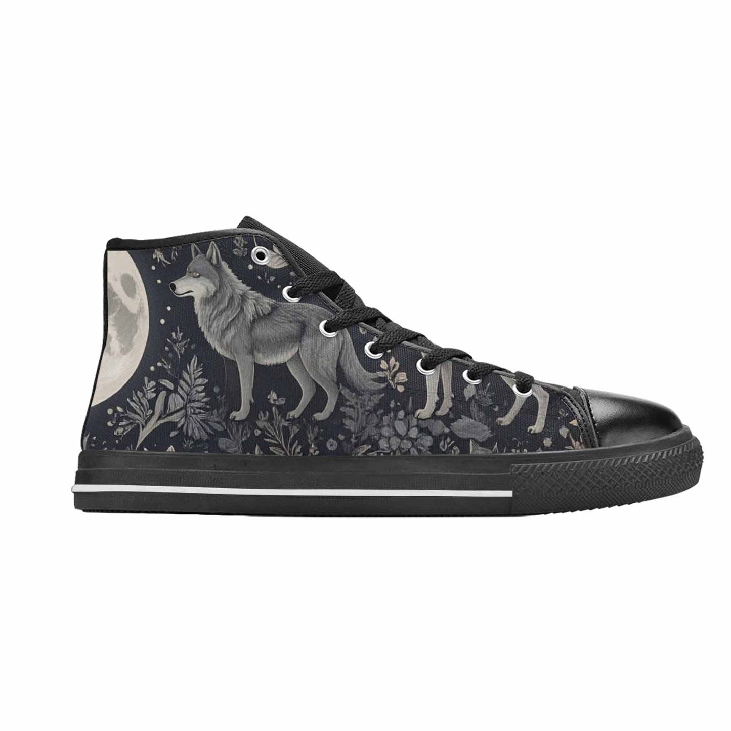 WOMEN'S Wolves Everywhere Collage High Top Canvas Cottagecore Shoes