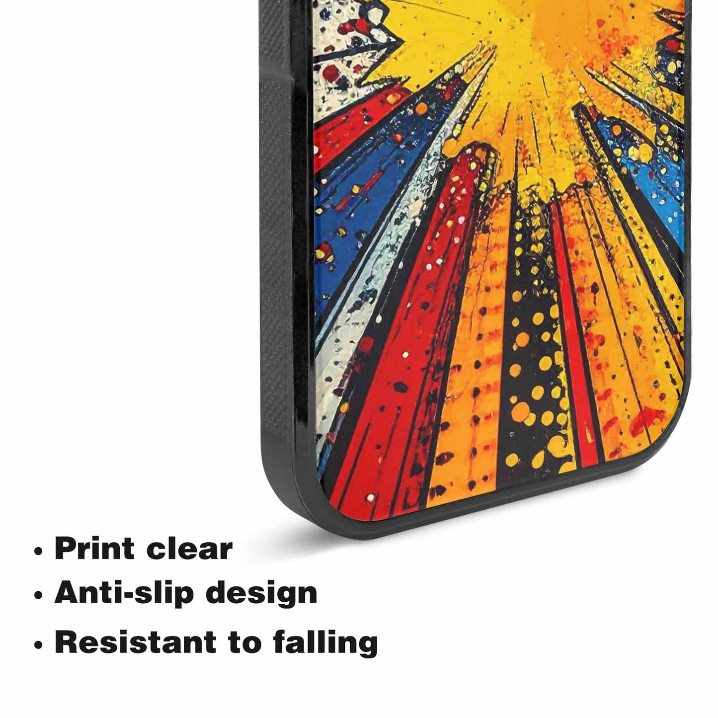 iPhone 15 Plus Case — Comic Halftone Comic Bursts Pattern Hundreds, Custom Made Phone Cover