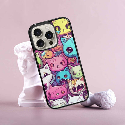 iPhone 16 Pro Case — Pastel Gore Cat Character Pattern Hundreds, Unique Phone Case Design